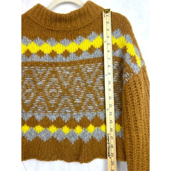 Free People Cropped Sweater Cozy Alpine Mock Neck Alpaca Wool Blend Size S - Picture 11 of 12